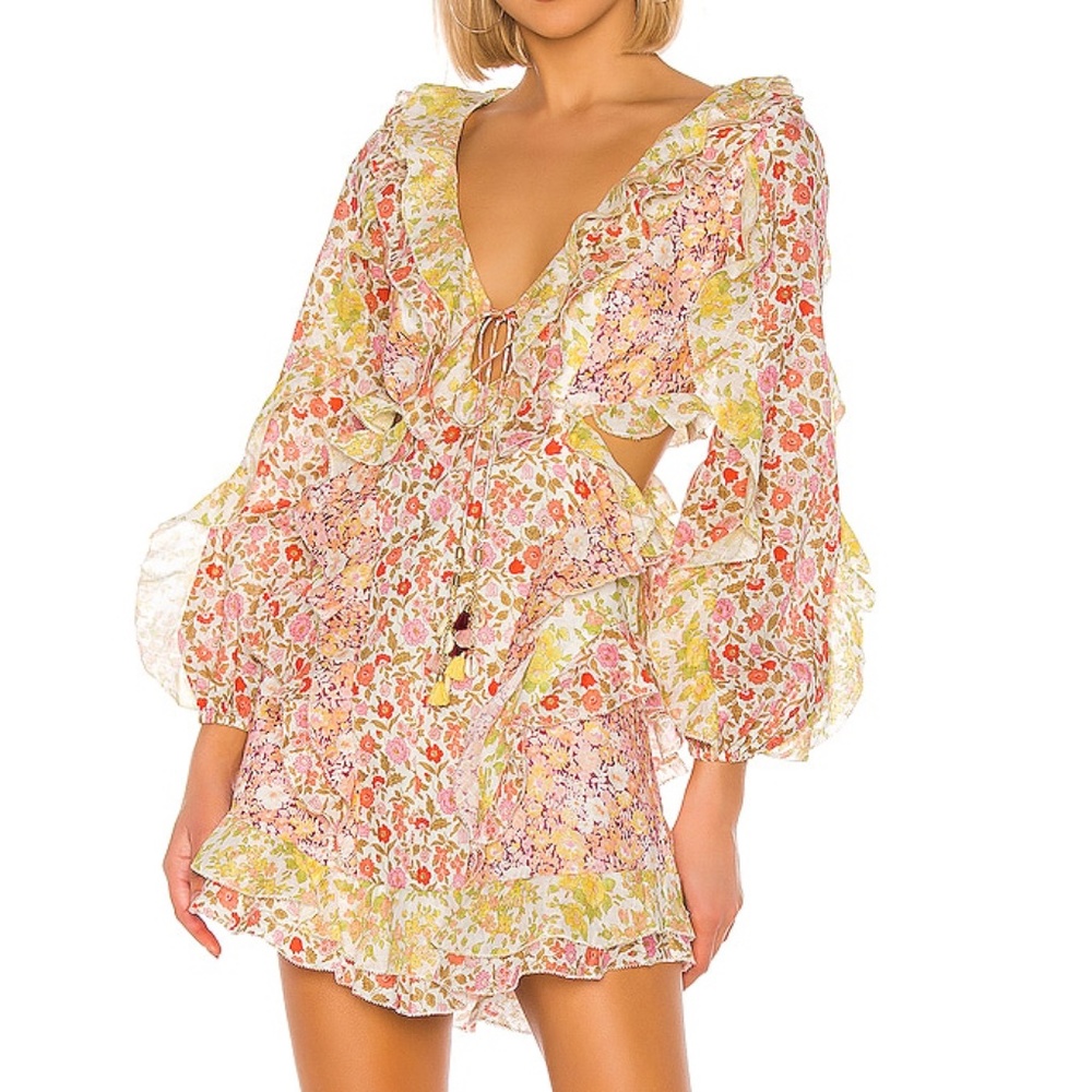 Zimmermann Goldie ruffle floral mini Dress